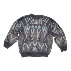 Kennington Wool Blend Crewneck Sweater Men's Size XL Geometric Vintage 1980s 90s